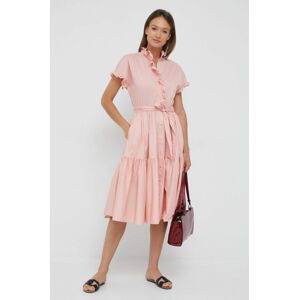 Šaty Lauren Ralph Lauren růžová barva, midi