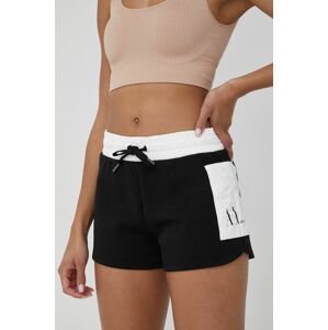 Kraťasy Armani Exchange dámské, černá barva, s aplikací, medium waist