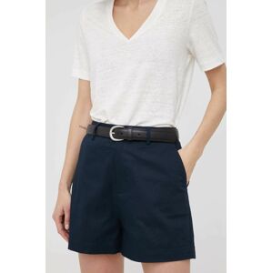 Kraťasy Scotch & Soda dámské, tmavomodrá barva, hladké, high waist