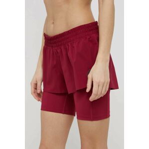 Běžecké šortky adidas Performance HC1751 dámské, vínová barva, hladké, medium waist