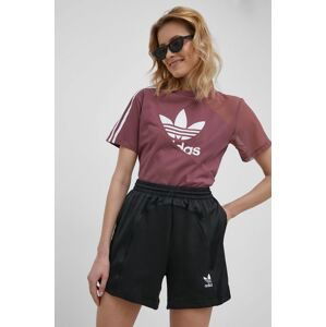 Kraťasy adidas Originals Adicolor HC7036 dámské, černá barva, hladké, high waist, HC7036-BLACK