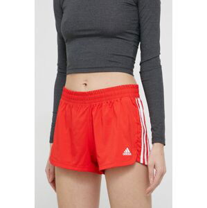 Sportovní šortky adidas Performance HD9588 dámské, červená barva, hladké, high waist