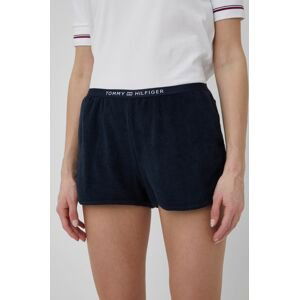 Kraťasy Tommy Hilfiger dámské, tmavomodrá barva, hladké, medium waist