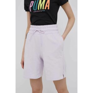 Kraťasy Puma dámské, fialová barva, hladké, high waist