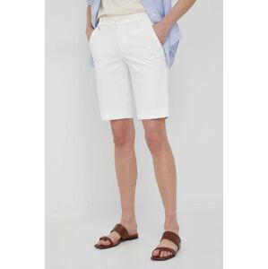 Kraťasy Lauren Ralph Lauren dámské, bílá barva, hladké, medium waist