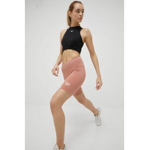 Kraťasy Reebok dámské, oranžová barva, hladké, medium waist