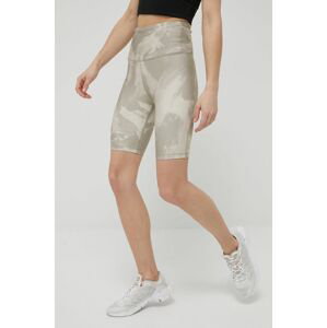 Tréninkové šortky Reebok HG3616 dámské, béžová barva, vzorované, medium waist