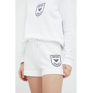 Kraťasy Emporio Armani Underwear dámské, bílá barva, s aplikací, medium waist