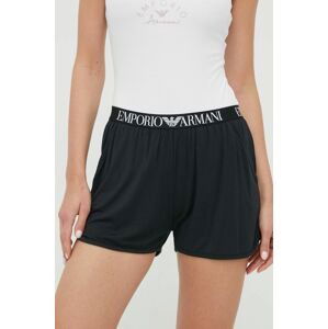 Kraťasy Emporio Armani Underwear dámské, černá barva, hladké, high waist