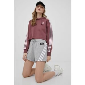 Kraťasy adidas Performance H57307 dámské, šedá barva, melanžové, high waist