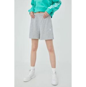 Kraťasy adidas Originals Adicolor HC0629 dámské, šedá barva, melanžové, medium waist