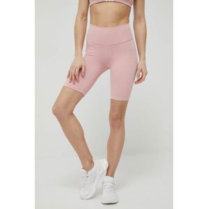 Tréninkové šortky adidas Performance Optime HG1418 dámské, růžová barva, hladké, high waist