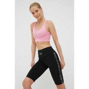 Kraťasy EA7 Emporio Armani Training dámské, černá barva, s potiskem, high waist