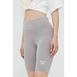 Tréninkové šortky Reebok Reebok Identity HB2315 dámské, šedá barva, hladké, high waist