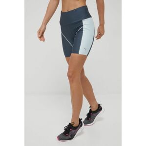 Běžecké šortky Puma Maraton 6 521511 dámské, tyrkysová barva, vzorované, high waist