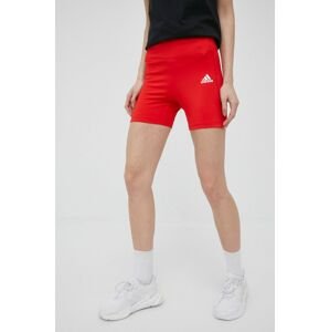 Tréninkové šortky adidas Feelbrilliant HE9265 dámské, červená barva, hladké, high waist
