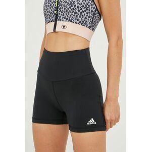 Tréninkové šortky adidas Yoga Essentials dámské, černá barva, hladké, high waist