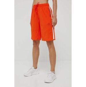 Tréninkové šortky adidas by Stella McCartney dámské, oranžová barva, s potiskem, high waist