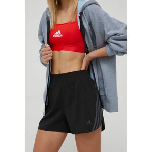 Běžecké šortky adidas Performance Run Icons 3-stripes H57185 dámské, černá barva, s potiskem, high waist