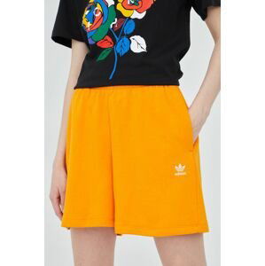 Kraťasy adidas Originals Adicolor HC0627 dámské, oranžová barva, s aplikací, high waist