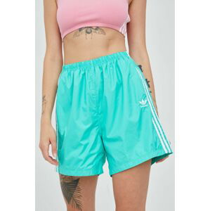 Kraťasy adidas Originals Adicolor HC1916 dámské, zelená barva, s aplikací, high waist