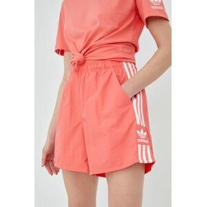 Kraťasy adidas Originals Adicolor HF7454 dámské, růžová barva, s aplikací, high waist