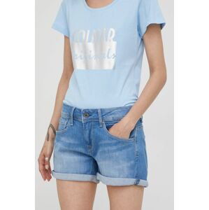 Džínové šortky Pepe Jeans Siouxie dámské, hladké, medium waist