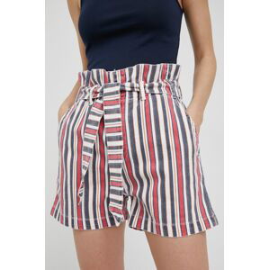 Džínové šortky Pepe Jeans Phoebe Stripe dámské, vzorované, high waist