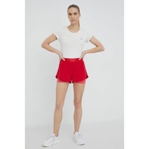 Tréninkové šortky 4F dámské, červená barva, hladké, medium waist