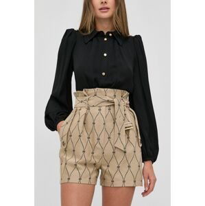 Kraťasy Elisabetta Franchi dámské, hnědá barva, vzorované, high waist