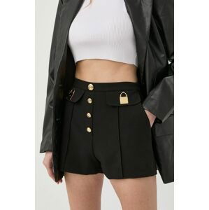 Kraťasy Elisabetta Franchi dámské, černá barva, hladké, high waist