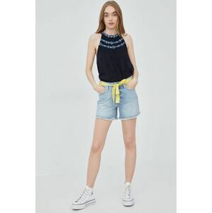 Džínové šortky Superdry dámské, hladké, medium waist