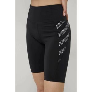 Kraťasy Superdry dámské, černá barva, s potiskem, high waist