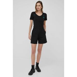 Bavlněné šortky G-Star Raw dámské, černá barva, hladké, high waist