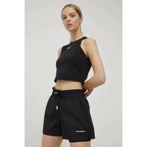 Tréninkové šortky New Balance dámské, černá barva, hladké, high waist