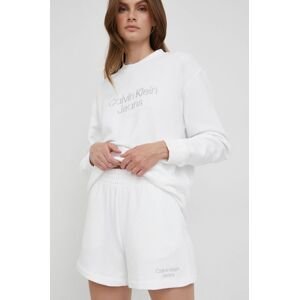 Kraťasy Calvin Klein Jeans dámské, bílá barva, s aplikací, high waist