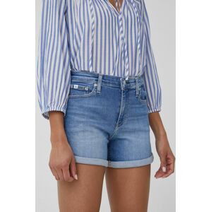 Džínové šortky Calvin Klein Jeans dámské, hladké, high waist