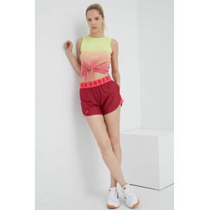 Tréninkové šortky Under Armour Play Up 1355791 dámské, vínová barva, s potiskem, medium waist