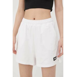 Kraťasy Fila dámské, bílá barva, s potiskem, high waist