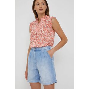 Džínové šortky Mustang Pleated Shorts dámské, hladké, high waist