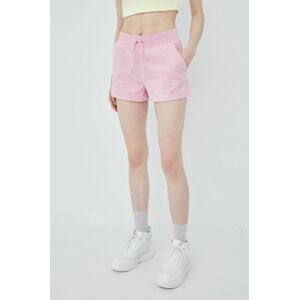 Kraťasy Juicy Couture dámské, růžová barva, hladké, high waist