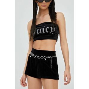 Kraťasy Juicy Couture dámské, černá barva, s aplikací, high waist