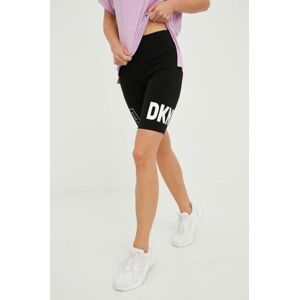 Kraťasy Dkny dámské, černá barva, s potiskem, high waist