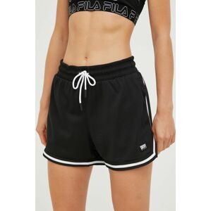 Kraťasy Dkny dámské, černá barva, hladké, high waist