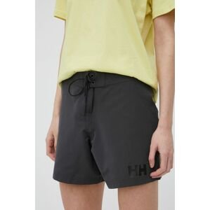 Outdoorové šortky Helly Hansen šedá barva, high waist