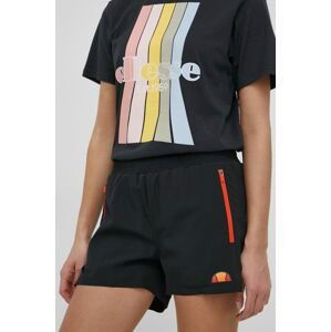 Kraťasy Ellesse dámské, černá barva, hladké, high waist