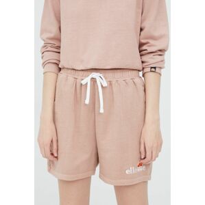 Bavlněné šortky Ellesse dámské, růžová barva, s aplikací, high waist, SGM13151-PINK