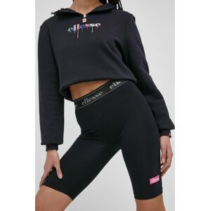 Kraťasy Ellesse dámské, černá barva, hladké, high waist