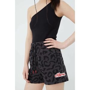 Kraťasy Ellesse dámské, černá barva, s potiskem, medium waist