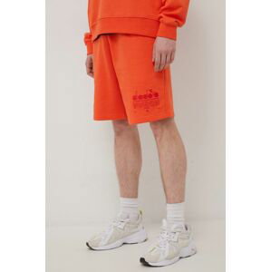 Bavlněné šortky Diadora pánské, oranžová barva
